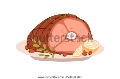 Roasted Meat Glazed Ham Bone Festive Stock Vector (Royalty Free ...