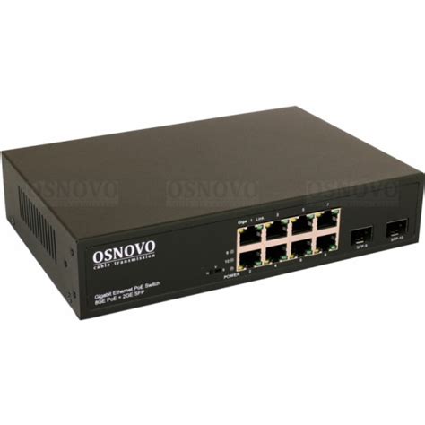 Коммутатор PoE OSNOVO SW-80802(150W) Gigabit Ethernet на 8 RJ45 + 2 SFP ...