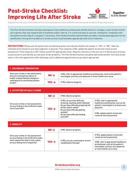 Text Post Stroke Checklist Improving Life After Stroke HealthClips