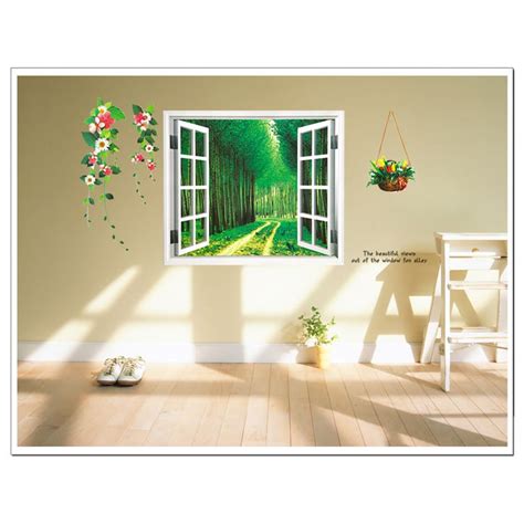 Jual Reliza Wall Sticker Jendela Pemandangan Bambu Hijau Windowa Green