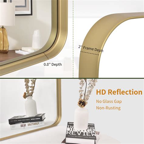 Voobang Bathroom Mirror 20x30 Inch Gold Gorgeous Deep Frame Wall Mirror Modern Round Corner