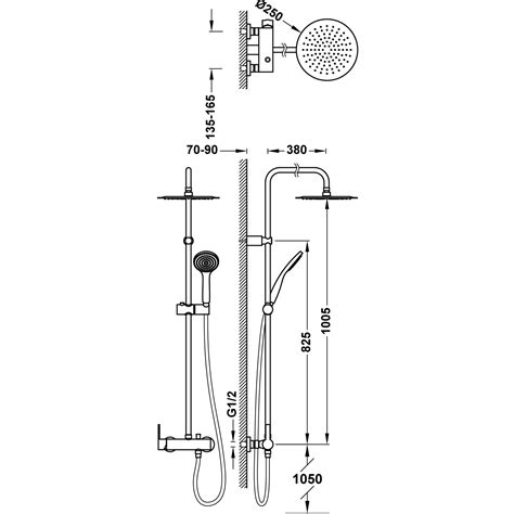 LEX TRES Conjunto de grifo monomando mural de 2 vías para ducha 18119102