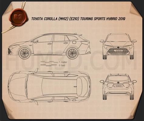 Toyota Corolla Touring Sports hybrid 2019 Blueprint - Hum3D