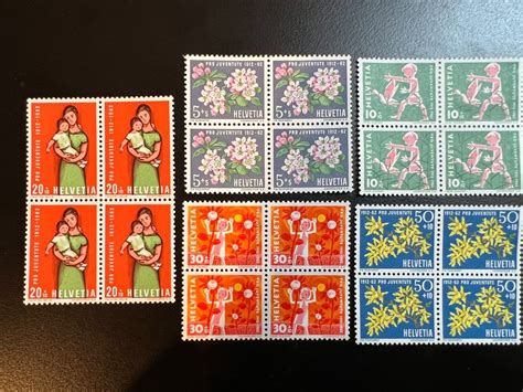 5 Blocs De 4 Timbres Neufs Pro Juventute 1962 Selon Photo Kaufen