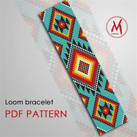 Native Stripe Loom Bead Pattern For Bracelet Cowboy Style Etsy