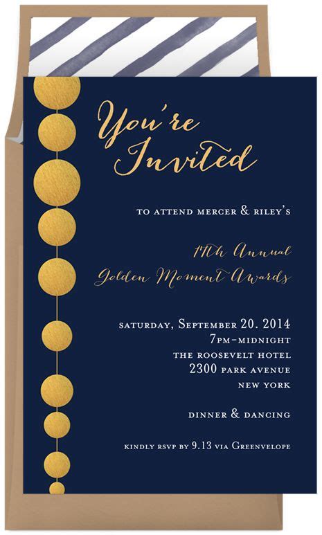 Golden Beads Invitations In Blue Greenvelope Invitations