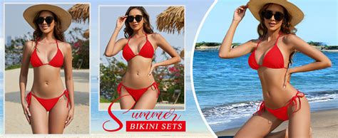 Zuvebamyo Women Two Piece Bikini Swimsuit Sexy Bathing Suits Halter Triangle Tops String Bikini