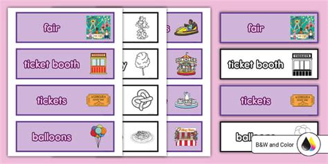 Fairgrounds Dramatic Play Word Cards Professor Feito