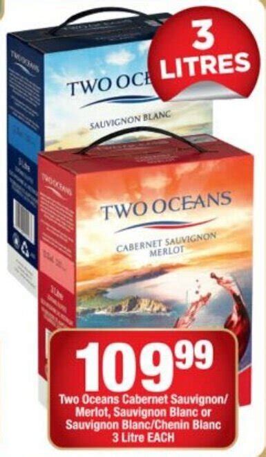 Two Oceans Cabernet Sauvignon Sauvignon Blanc Or Sauvignon Blanc Chenin Blanc 3 Litre Offer