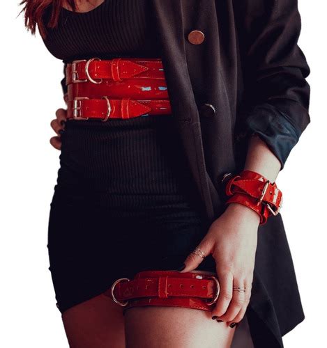 Garter Persex Coxa Couro Vermelho Verniz Perna Lingerie Parcelamento Sem Juros