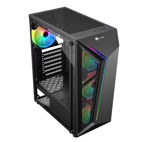 GABINETE ATX GAMER HAYOM GB1713 PRETO C4 FANS VIDRO TEMPERADO SEM FONTE