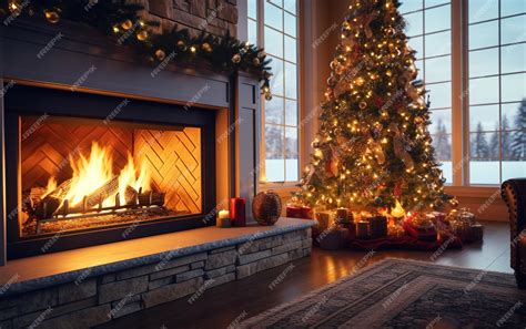 Premium AI Image | Christmas living room wallpaper