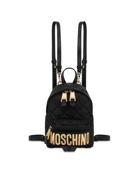 Moschino Synthetic Mini Quilted Backpack With Logo In Black Lyst