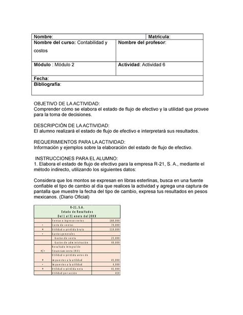 Actividad Nombre Matr Cula Nombre Del Curso Contabilidad Y