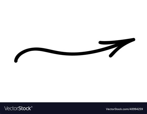 Curved long arrow hand drawn shape element Vector Image