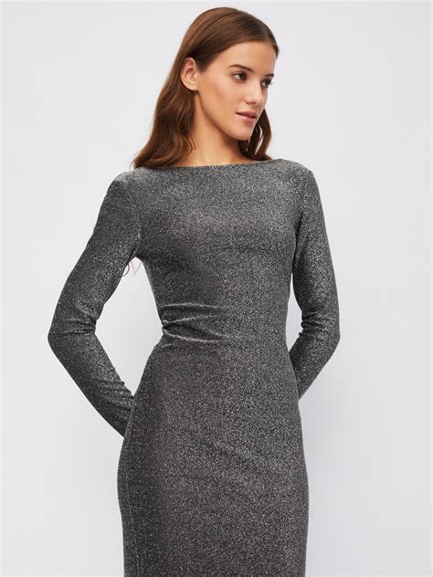 Прилегающее платье макси с разрезом на подоле и блёстками 023458139083 ...
