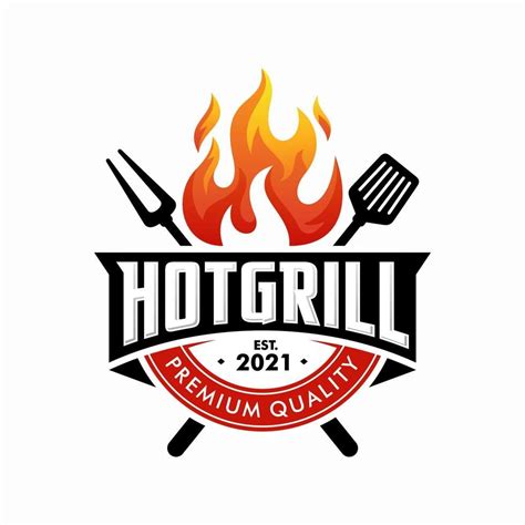 Vintage Grilled Barbecue Logo Retro BBQ Vector Fire Grill Food And