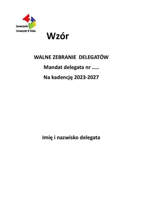 Zaproszenie Na Walne Zebranie Sprawozdawczo Wyborcze Delegat W Zutw