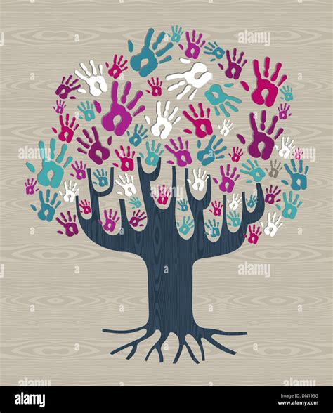 Isolated Diversity Tree Hands Illustration Hi Res Stock Photography And