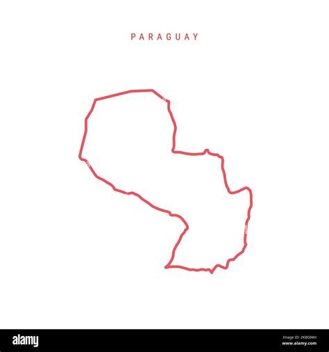 Paraguay Outline Map Paraguayan Red Border Country Name Illustration