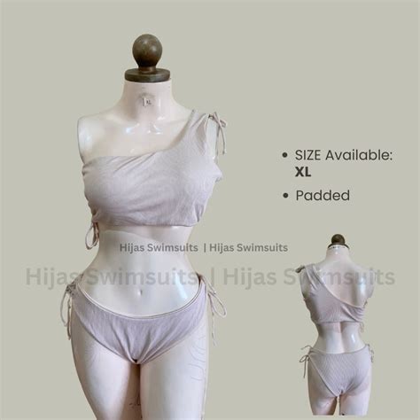 Xl Ribbed One Sided Nude Beige Swimsuit Women S Fashion Swimwear