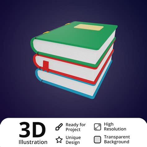 Livros Ilustração 3d Psd Premium