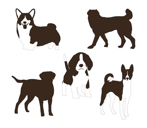 Un Conjunto De Siluetas De Perros De Diferentes Razas Vector Premium