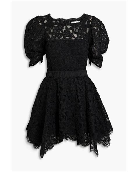 Simkhai Beverly Satin Trimmed Corded Lace Mini Dress In Black Lyst