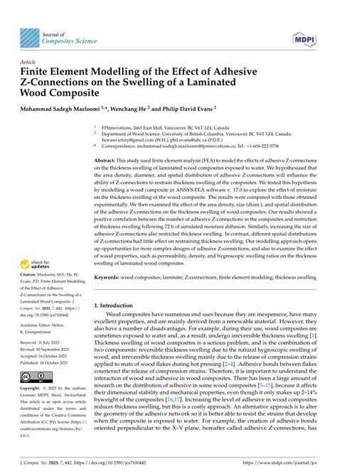 PDF Finite Element Modelling Of The Effect Of Adhesive Z Connections