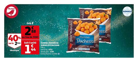 Promo Pommes Duchesse Surgelées Auchan 40 Sur Le 2ème Identique chez