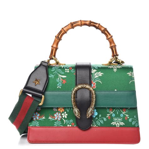 GUCCI Jacquard Bamboo Web Floral Medium Dionysus Top Handle Bag Green