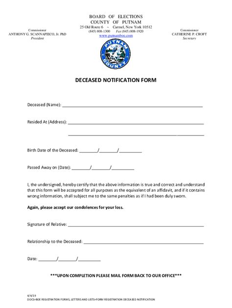 Fillable Online Authorization To Cancel Registration Putnam County Board Fax Email Print