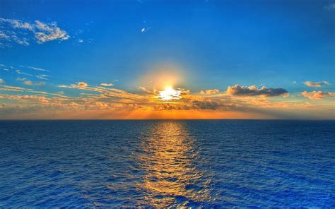 Sunset Nature Reflection Clouds Sea Water Sky Wallpaper