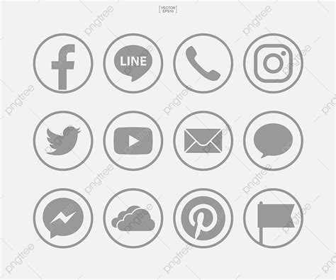 White Social Media Icons Png