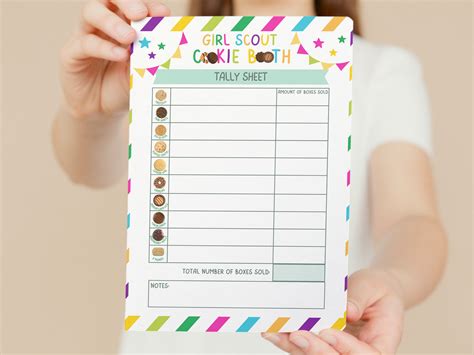 Girl Scout Cookie Tally Sheet Printable Lbb And Abc Booth Sign Etsy