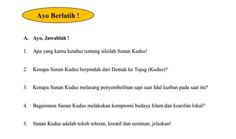 Kunci Jawaban Sejarah Kebudayaan Islam Kelas 6 MI Halaman 106 Sunan