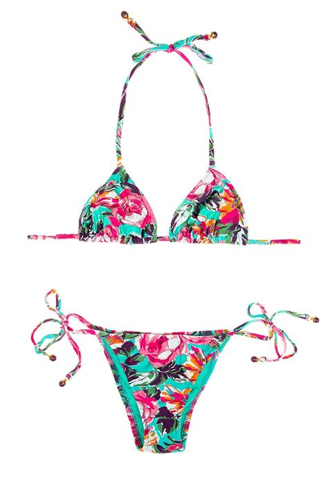 Salinas Pink And Floral Green Brazilian Bikini Bora Agua