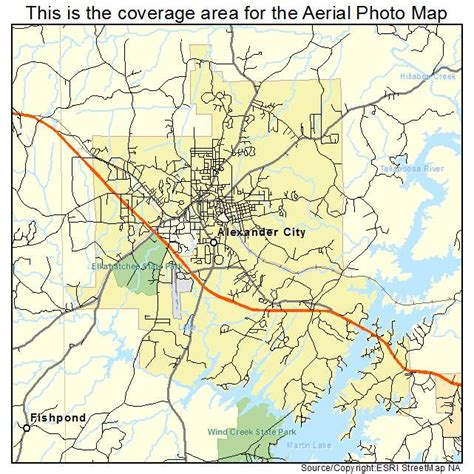 Aerial Photography Map of Alexander City, AL Alabama