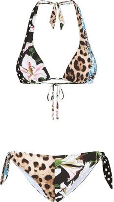 Dolce Gabbana Mixed Print Halterneck Bikini ShopStyle Two Piece