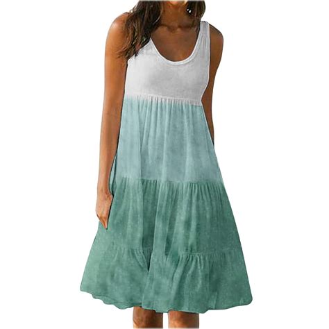 Mohiass Sundresses For Women Casual Beach 2024 Sleeveless Resort Wear Vacation Sun Dresses