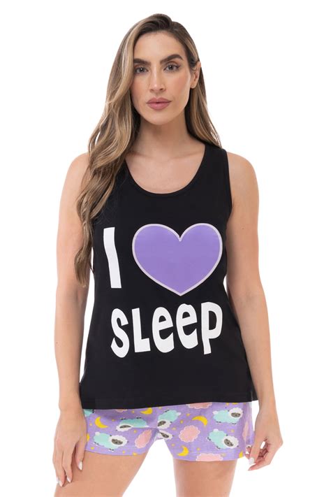 Just Love 100 Cotton Women Sleepwear Pajama Sets Black Love Sleep