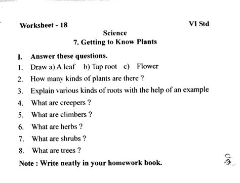 Science Work Sheet 18 Science Assignment Teachmint