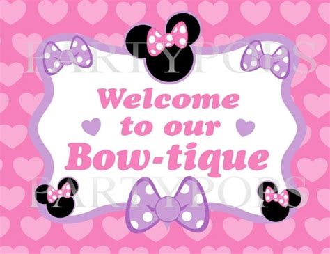 Diy Minnie Mouse Bow-tique Party Sign Printable by PartyPops