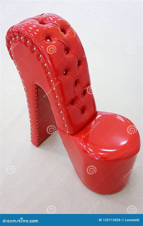 Chair Red Women Shoe Design Stock Photo Image Of Stylish Lady