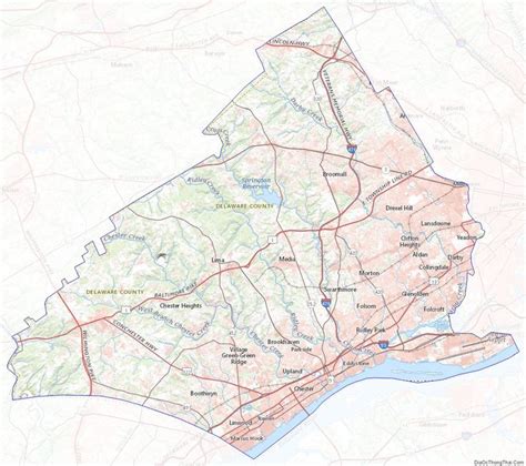 Topographic Map Of Delaware County Pennsylvania Map Of Delaware