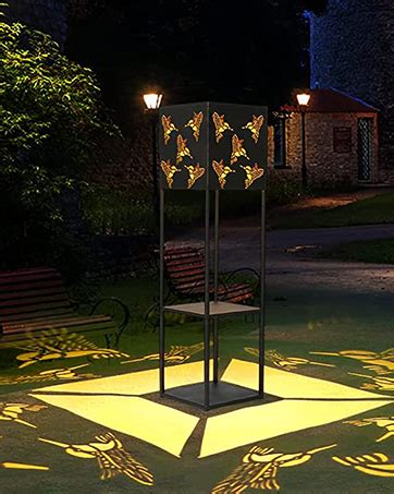 Large Solar Lantern Outdoor Waterproof With Tier Flower Stand