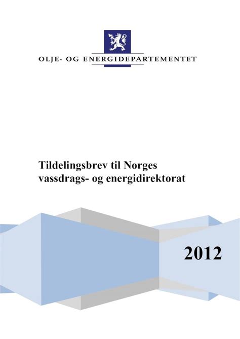 Pdf Tildelingsbrev Til Norges Vassdrags Og Energidirektorat Olje