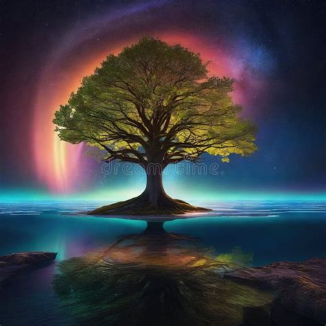 Yggdrasil The Eternal Tree In The Middle Of The Stock Illustration