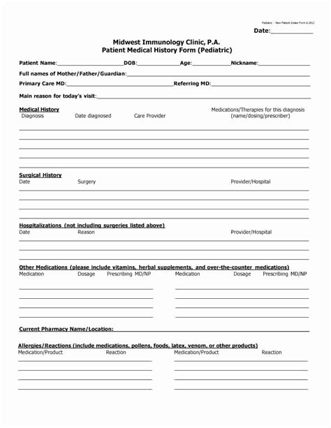 67 Medical History Forms Word Pdf Printable Templates