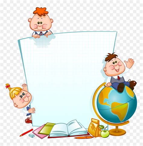 Transparent School Children Clipart Black And White - Kids Border Png ...